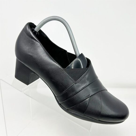 Clarks Unstructured Black Leather Slip-On Comfort Loafers Size 11 Casual Comfort - Picture 1 of 15